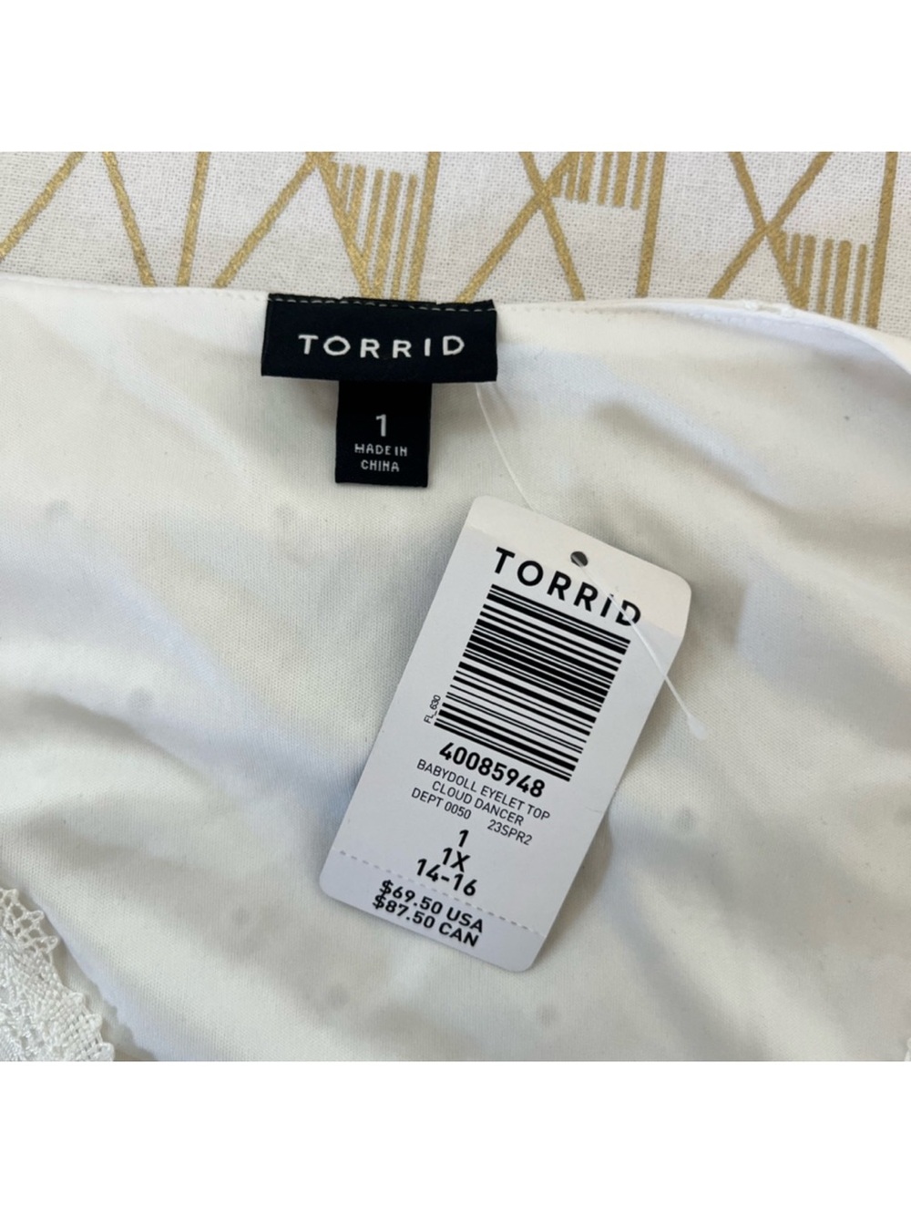 Torrid NWT Eyelet White Peplum Blouse with V-Neckline and Billowy Sleeves Sz 1X - Picture 7 of 12